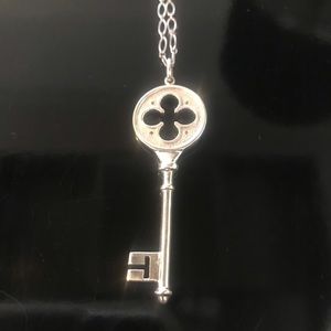 Tiffany & Co White Gold Key Necklace 18’ chain